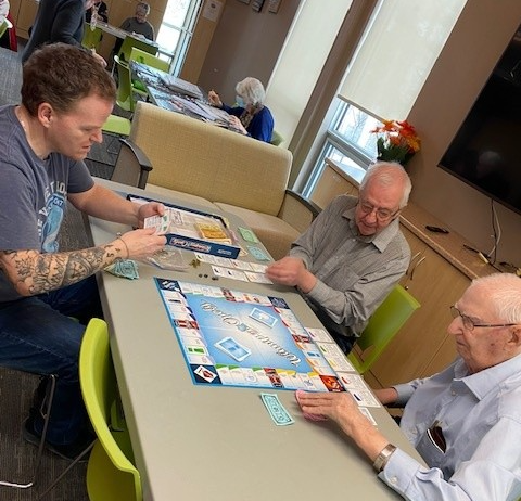 Employees playing board games